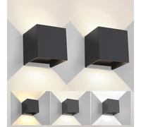 FUPE 2 Pack Applique Murale Exterieur Interieur Lumière Réglable 3 Couleurs LED Lampe murale extérieures IP65 Étanche Moderne Noir 15W Applique carrée en aluminium Réglage de l'angle d'éclairage 11CM