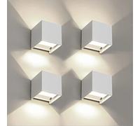FUPE 4 Pcs Applique Murale Exterieur/Interieur LED Lampe Murale Extérieures Moderne Blanc 6W 4000K Lumière Naturelle IP65 étanche applique carré aluminium angle de faisceau réglable