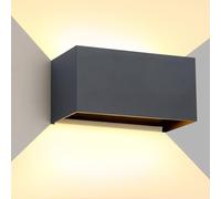 FUPE Applique Murale Exterieur Intérieure 25W LED Applique Extérieure IP65 Imperméable Moderne Aluminium Appliques Murale Extérieure Lampe Lumière Angle Réglable, Anthracite 3000k Blanc Chaud