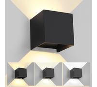 FUPE LED Applique Murale Exterieur Interieur Lumière Réglable 3 Couleurs Lampe murale extérieures IP65 Étanche Moderne Noir 15W Applique carrée en aluminium Réglage de l'angle d'éclairage 11CM