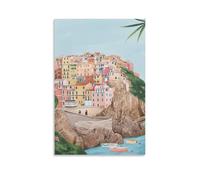 FUPMTKLT Cinque Terre Cinque Affiche d'art sur toile pour décoration de salon, chambre à coucher (50 x 75 cm)