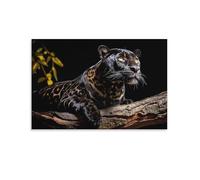 FUPMTKLT Impression sur toile représentant une panthère noire, une panthère dorée, une vie sauvage, une décoration murale moderne pour salon, chambre à coucher, 20 x 30 cm