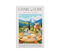 FUPMTKLT Poster rétro sur toile de charcuterie française, affiche de cuisine française, cuisine, salle à manger - décoration de chambre à coucher, bureau, cadeau - 20 x 30 cm