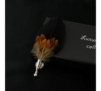 FUPOHUA Broche Broche Irisée pour Homme Femme Ornement Accessoire Unisexe Plume de Paon Broche Coffret Cadeau Fête de Mariage