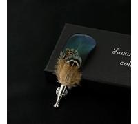 FUPOHUA Broche Broche Irisée pour Homme Femme Ornement Accessoire Unisexe Plume de Paon Broche Coffret Cadeau Fête de Mariage