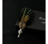 FUPOHUA Broche Broche Irisée pour Homme Femme Ornement Accessoire Unisexe Plume de Paon Broche Coffret Cadeau Fête de Mariage