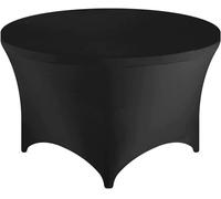 Fuqiha 6PCS Round Cocktail Spandex Table Cloth Cover for Wedding Banquet Hotel Buffet Desk Cloths Decoration Stretch Table Cloth(Black,183x76x76 cm)