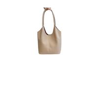 Fuqiha Leather Commuter Tote Bag Niche Simple Ladies Soft Leather Tote Shoulder Handbag Large Capacity(Khaki)