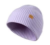 FUQILA Bonnet tricoté 100 % laine mérinos, unisexe, chaud, doux, respirant et confortable, violet clair, taille unique