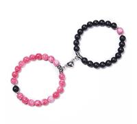 Fuqimanman2020 Lot de 2 bracelets de couple en turquoise givrée avec cristaux en forme de cœur - Pierre naturelle - Pour homme et femme, 6.3 inches, Pierre, Pas de gemme