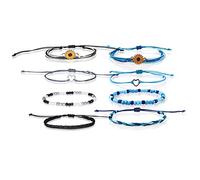 Fuqimanman2020 Lot de 4 bracelets de cheville d'été tressés avec motif vague de tournesol - Style bohème - Étanche - Fait à la main - Pour femme, Corde, Cordon