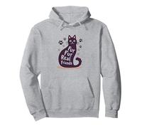 Fur Fur Real Friends Cat Patw Print Pet Lover Sweat à Capuche, Unisexe pour Adultes, Gris Chiné, S