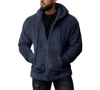 Fur Hood Zip Up Hommes | Veste polaire à fermeture éclair intégrale légère | Sweat à capuche doux et chaud | Sweat à capuche thermique | Vestes à capuche de couleur unie | Hauts à capuche décontractés