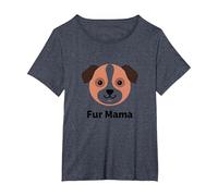 Fur Mama Adorable Cadeau pour Amoureux des Animaux de Compagnie T-Shirt, Femme Grandes Tailles, Bleu Chiné, 6X