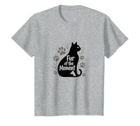 Fur of The Moment Animal fantaisiste Motif Patte de Chat T-Shirt, Enfant, Gris Chiné, 8 Ans