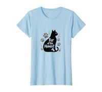 Fur of The Moment Animal fantaisiste Motif Patte de Chat T-Shirt, Femme, Bleu Céleste, XS