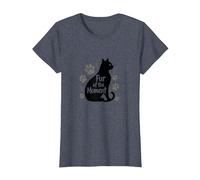 Fur of The Moment Animal fantaisiste Motif Patte de Chat T-Shirt, Femme, Bleu Chiné, S