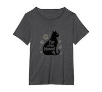 Fur of The Moment Animal fantaisiste Motif Patte de Chat T-Shirt, Femme Grandes Tailles, Chiné Foncé, 1X