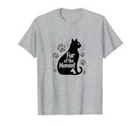 Fur of The Moment Animal fantaisiste Motif Patte de Chat T-Shirt, Homme, Gris Chiné, XL