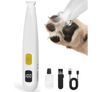 FURBONA Tondeuse à pattes de chien améliorée avec écran LED numérique et éclairage amélioré - Tondeuse à lame sans fil de 18 mm, 2 vitesses, faible bruit de 35 dB, rechargeable par USB-C, pour
