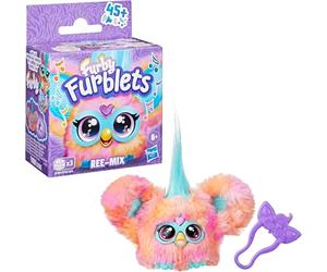 Furby Furblets Mini Peluche Électronique - Jouet Musical Interactif avec Plus de 45 Sons et Phrases, Oreilles Peekaboo Porte-Clés