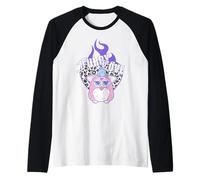Furby Love Cool Leopard-Style Heart on Fire Portrait Manche Raglan