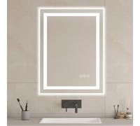 furduzz Miroir de Salle Bain avec lumières LED, 80x60 cm Miroirs vanité muraux rétro-éclairé à capteur Tactile, éclairage et luminosité réglabes, antibuée Fonction mémoire, IL-01-80