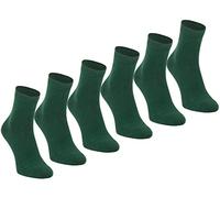 FUREINSTORE Lot de 6 paires de chaussettes d'écolier pour enfants, chaussettes courtes en coton pour uniforme, cheville de sport souples et extensibles, vert, 39-44