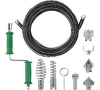 Furet Deboucheur, 5m Deboucheur Canalisation Diamètre 12mm, Furet Plomberie avec Adaptateurs Manuels et 6 Têtes de Couteau à Outils, Convient aux Eviers de Cuisine et Aux Tuyaux de Salle de Bain