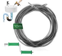 Furet Deboucheur Canalisation 10m,ø10mm Spirale de Nettoyage de Canalisations avec Adaptateurs Électriques et Manuels Professionnel