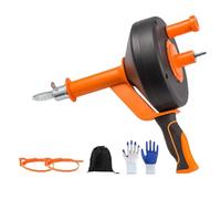 Furet Déboucheur Canalisation 10M - Outil de Dégorgement Manuel Flexible pour Évier, Douche, WC et Tuyaux - Nettoyeur de Pipes avec 2 Têtes de Nettoyage