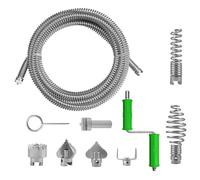Furet Deboucheur Canalisation 5m avec 6 Têtes,Manuel & Électrique | Professionnel Spirale de Nettoyage 12mm pour WC, Évier, Douche, Anti-Bouchon Cheveux Graisse