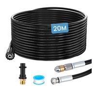 Furet Deboucheur Canalisation Haute Pression 20M,Tuyau Flexible 180 Bar 60°C,Avec Adaptateur,Buse Fixe/Rotative,Rallonge De Tuyau