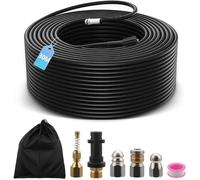 Furet Deboucheur Canalisation Haute Pression 30M,Tuyau Flexible 210 Bar 60°C,Avec Adaptateur,Buse Fixe/Rotative,Rallonge De