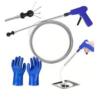 Furet Deboucheur Canalisation Set Bleu avec pince à 4 griffes, Anti-Rayures Furet Canalisation Plomberie, Gants XL Épais Résistants, Adapté aux Toilettes, Éviers et Égouts pour Nettoyage Maison（1.3M）