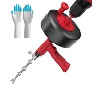 Furet Déboucheur Canalisation Spirale de Nettoyage de Tuyau 7,6m - Embout de Percage & Tambour Flexible en Métal pour Déblocage Efficace