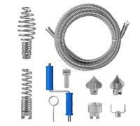 Furet Déboucheur Canalisation, Spirale Nettoyage Tuyau Ø 12 mm x 5 m, Furet Plomberie avec 6 Têtes de Coupe, Déboucheur Canalisation pour Toilettes, Canalisations, Baignoire