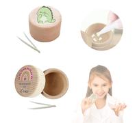 Furforstk boite a dent de lait 2 pièces boite à dents de lait avec un motif mignon boîtes à dents avec 2 clips en bois, Idées cadeaux pour le baptême et l’anniversaire (dinosaure et arc-en-ciel)