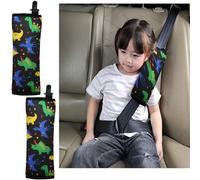 Furforstk coussin ceinture voiture enfant 2 pièces dinosaure protege ceinture voiture enfant protection ceinture voiture enfant, La conception de la boucle fixe ne bouge pas (noir dinosaure)
