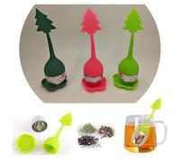 Furforstk infuseur thé 3 pièces boule a the infuseur avec soucoupe boule à thé, poignée en silicone, filtre en acier inoxydable, tea infuser pour thé en vrac et épices à vin chaud, Sapin de Noël