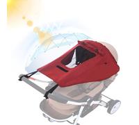 Furforstk pare soleil poussette universelle avec protection UV 50+ parasol poussette imperméable pare soleil cosy universelle avec hublot et ailes d'abat-jour, rouge