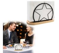 Furforstk porte serviette papier, porte serviette de table, Base en bois et cadre en acier inoxydable, avec bras de tension lesté, plus stable et moins sujet aux chutes, 15,6 x 6,7 x 9,7 cm (Étoile)
