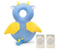Furforstk protege tete bebe chute avec genouillères casque bebe antichoc protection Réglable coussin anti chute bébé, protection tête bébé pour ramper et marcher (Dragon) Bébé ne résiste pas