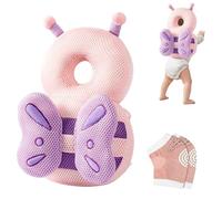 Furforstk protege tete bebe chute avec genouillères casque bebe antichoc protection Réglable coussin anti chute bébé, protection tête bébé pour ramper et marcher (Papillon) Bébé ne résiste pas