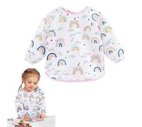 Furforstk tablier peinture enfant 2-8 Jahre tablier cuisine enfant Wasserdicht blouse peinture mit Taschen und ärmeln Malerkittel Kind für Kunst Schule Kochen Malerei (Regenbogen)