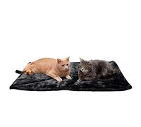 FurHaven Large Cat Bed ThermaNAP Quilted Faux Fur Self-Warming Pad, Washable - Black, Large