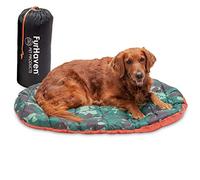 Furhaven Large Dog Bed Trail Pup Travel Pillow Mat w/Stuff Sack, Washable - Paprika/Camo-Paw, Large