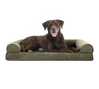 Furhaven Large Orthopedic Dog Bed Faux Fur & Velvet Sofa-Style w/Removable Washable Cover - Dark Sage, Large