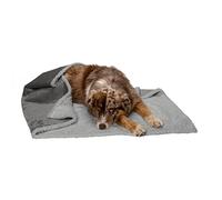 Furhaven Large Waterproof & Self-Warming Soft-Edged Terry & Sherpa Dog Blanket, Washable - Silver Gray, Large
