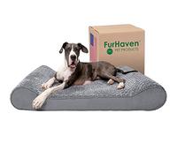 FurHaven Lit orthopédique pour Chiens de très Grande Taille avec Housse Amovible Lavable, pour Chiens jusqu'à 81,6 kg - Matelas Ultra Moelleux en Fausse Fourrure et Daim - Gris, géant/XXXL
